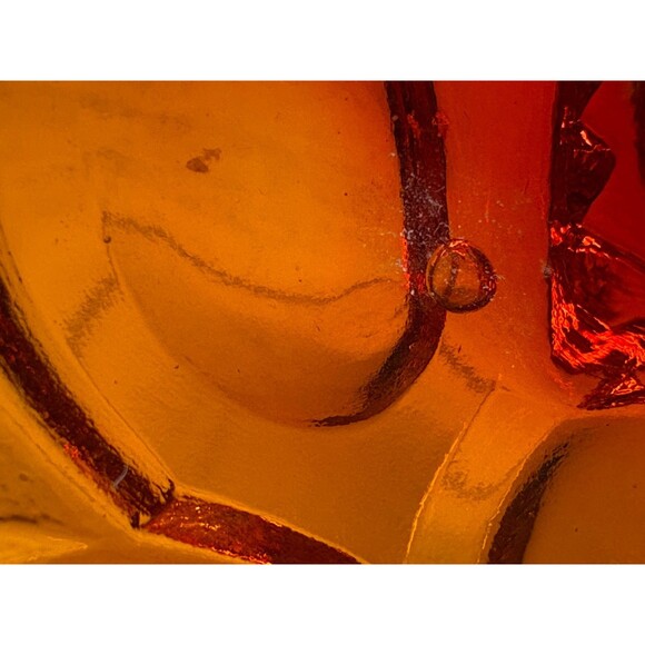 Vtg L.E. Smith Moon And Stars Amberina Red/ Orange Glass Ashtray 8.5" - Picture 7 of 10